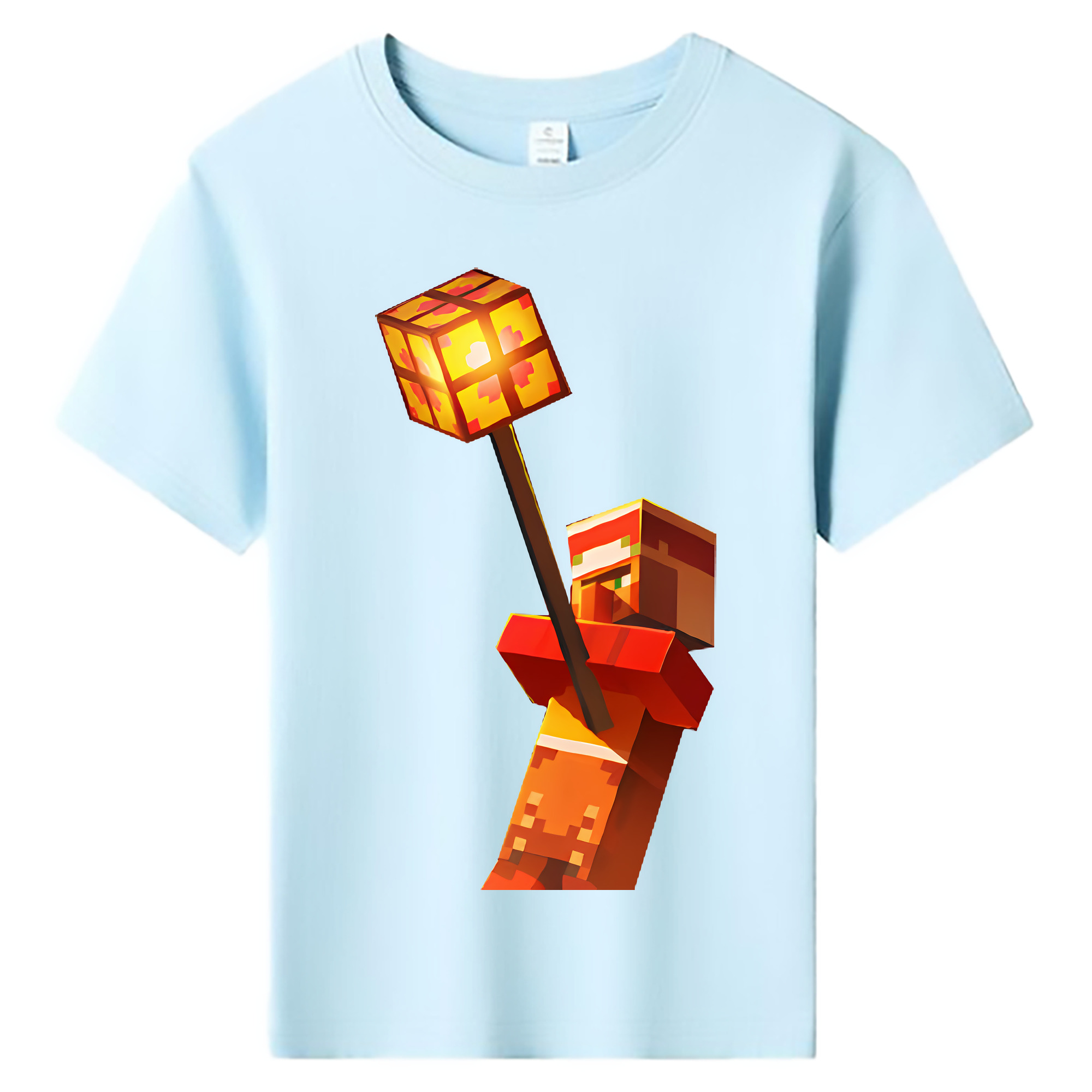 （画像用） マインクラフト ブロックの世界 Minecraft MC Block world 綿100％キッズTシャツ（フロントプリント）